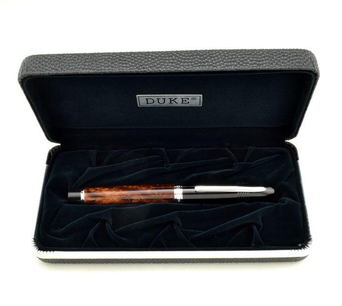 Duke 911 Shark Fountain Pen - Black Cap, Brown Barrel, Fine (New